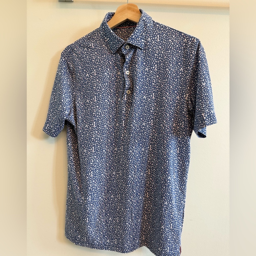 johnnie-O Blue and White Polo Shirt Versatile Design